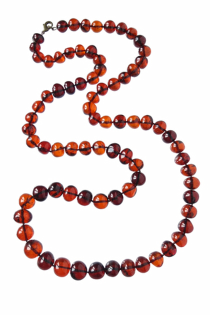 Бусы янтарные длинные мятый шар