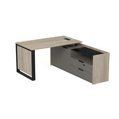 15СОЛД-КЗ.1408 Стол рабочий с люч, на опор двусост тумбе, с ящ (метаб), с код замком (1460*1768*750)