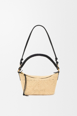 Loewe Мини-сумка Cala из телячьей кожи и рафии, натуральный/черный