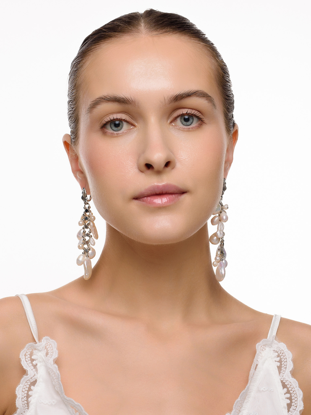 Серьги "Pearl cluster" Silver