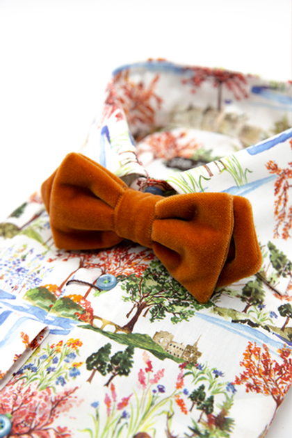 Галстук-бабочка бархатная оранжевая