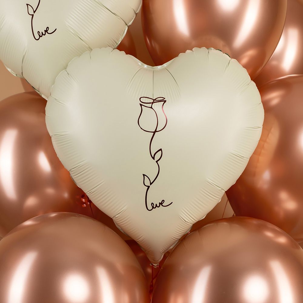 Шар (18''/46 см) Сердце, Роза, Кремовый, Сатин, 1 шт.