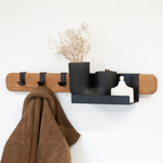 Вешалка настенная 60х12х10, дубовая, для одежды, с крючками и полкой, в прихожую, массив дуба, Dipriz