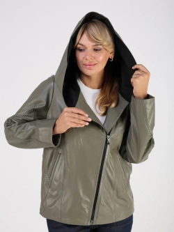 Кожаная куртка демисезонная с капюшоном