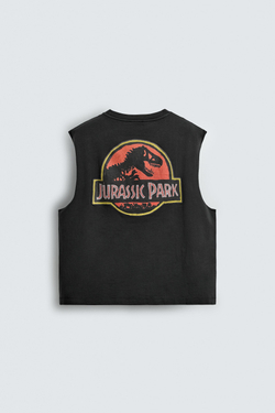 ZARA X DYLAN´S T-SHIRT CLUB ФУТБОЛКА-МАЙКА JURASSIC PARK© UCS LLC AND AMBLIN, ТЕМНЫЙ АНТРАЦИТ