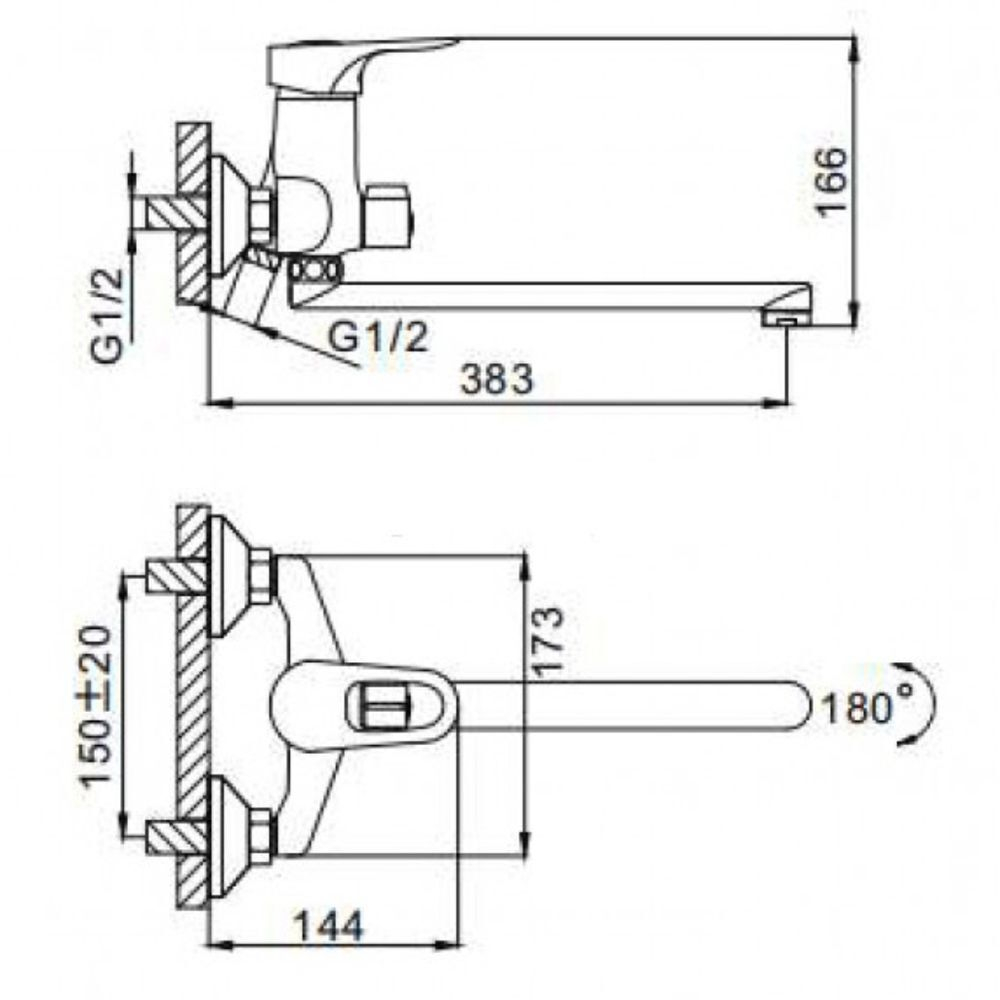 Смеситель для ванны, Frap, с картриджем, хром, F2228