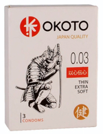 Тонкие презервативы OKOTO Thin Extra Soft - 3 шт. (Цвет: прозрачный)