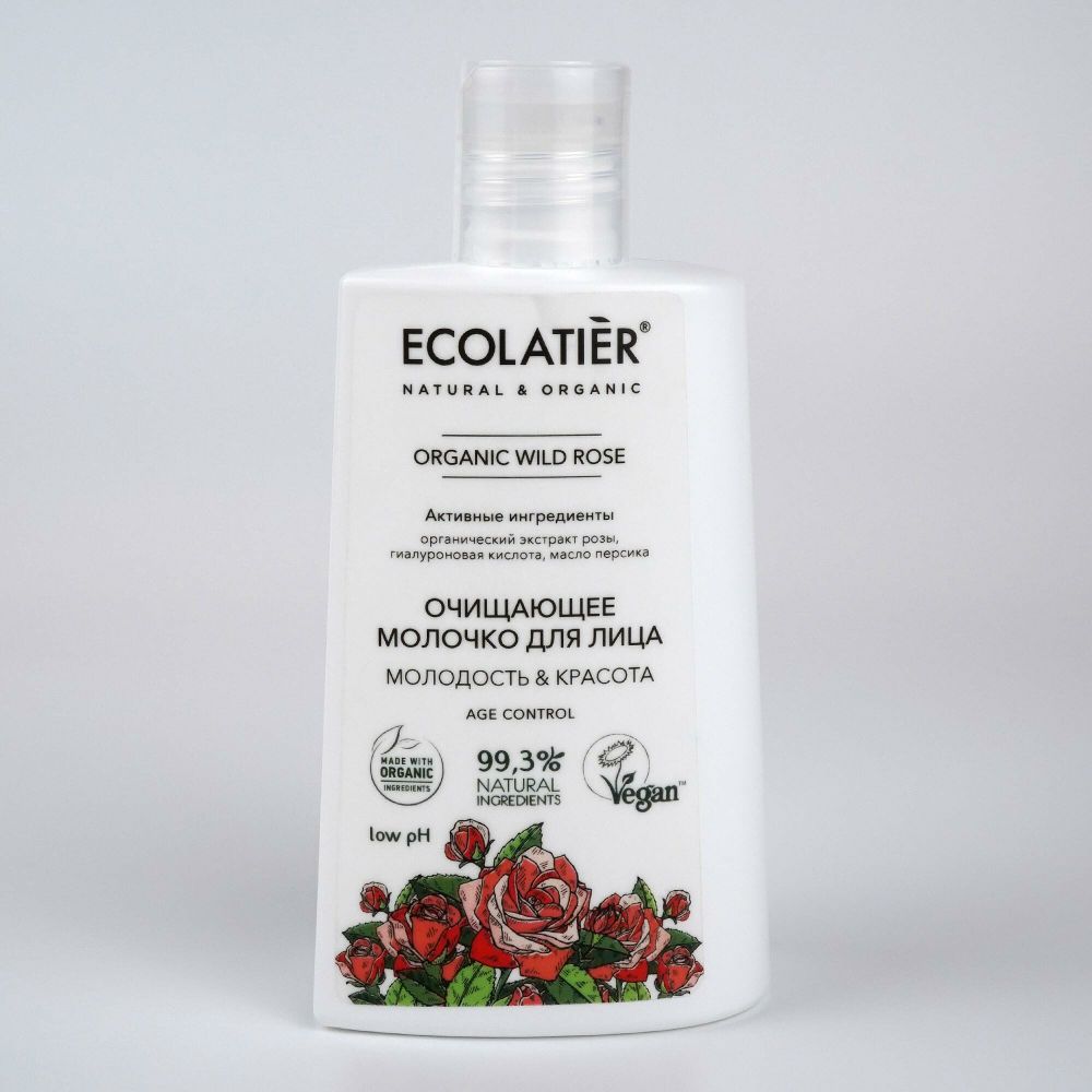 Ecolatier Organic Wild Rose очищающее молочко для лица Молодость и Красота, 250мл