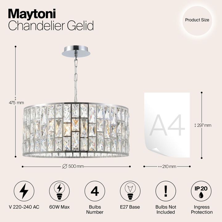 Подвесная люстра Maytoni Gelid MOD184-PL-04-CH