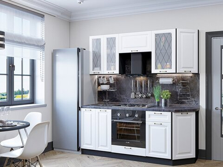 Прямая модульная кухня Ницца-01 Белый - Graphite 2140*1900*600