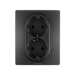 Розетка двойная с заземлением без шторок в сборе 16А 250В антрацит ETIKA Legrand