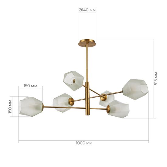 SLE205202-06 Светильник потолочный Латунь/Белый E27 6*60W TERRAMO
