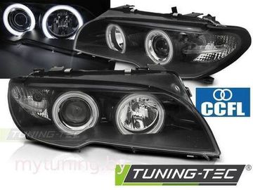 Передние фары Angel Eyes для BMW 3 E46 Coupe / Cabrio (03-06) CCFL Black