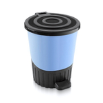 Мусорное ведро с педалью "Круги" 14 лт голубой-черный