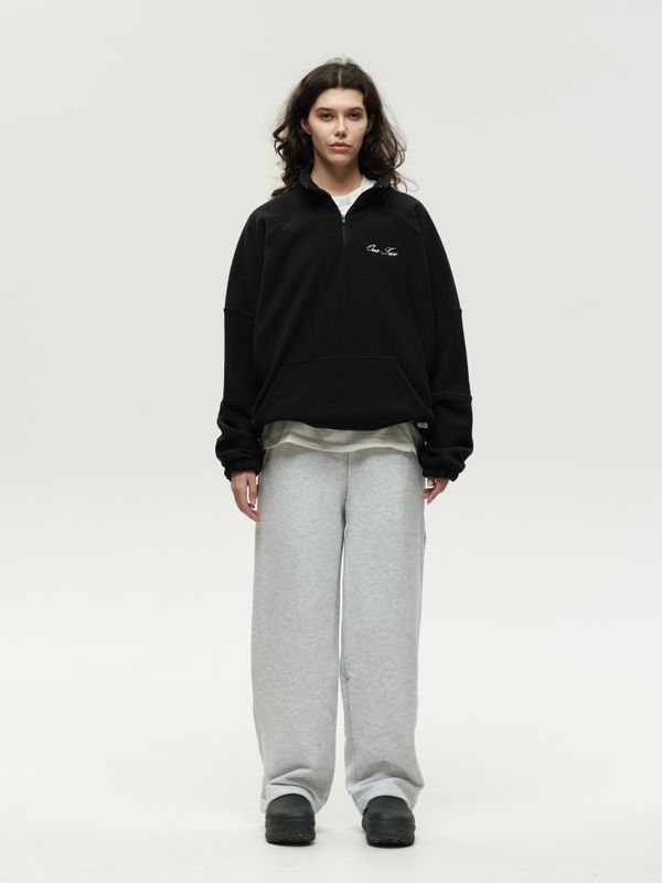 Толстовка Drawstring Half-Zipped черная - фото 8