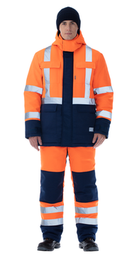 Костюм зимний "Альянс" полукомбинезон (оранжевый/синий)