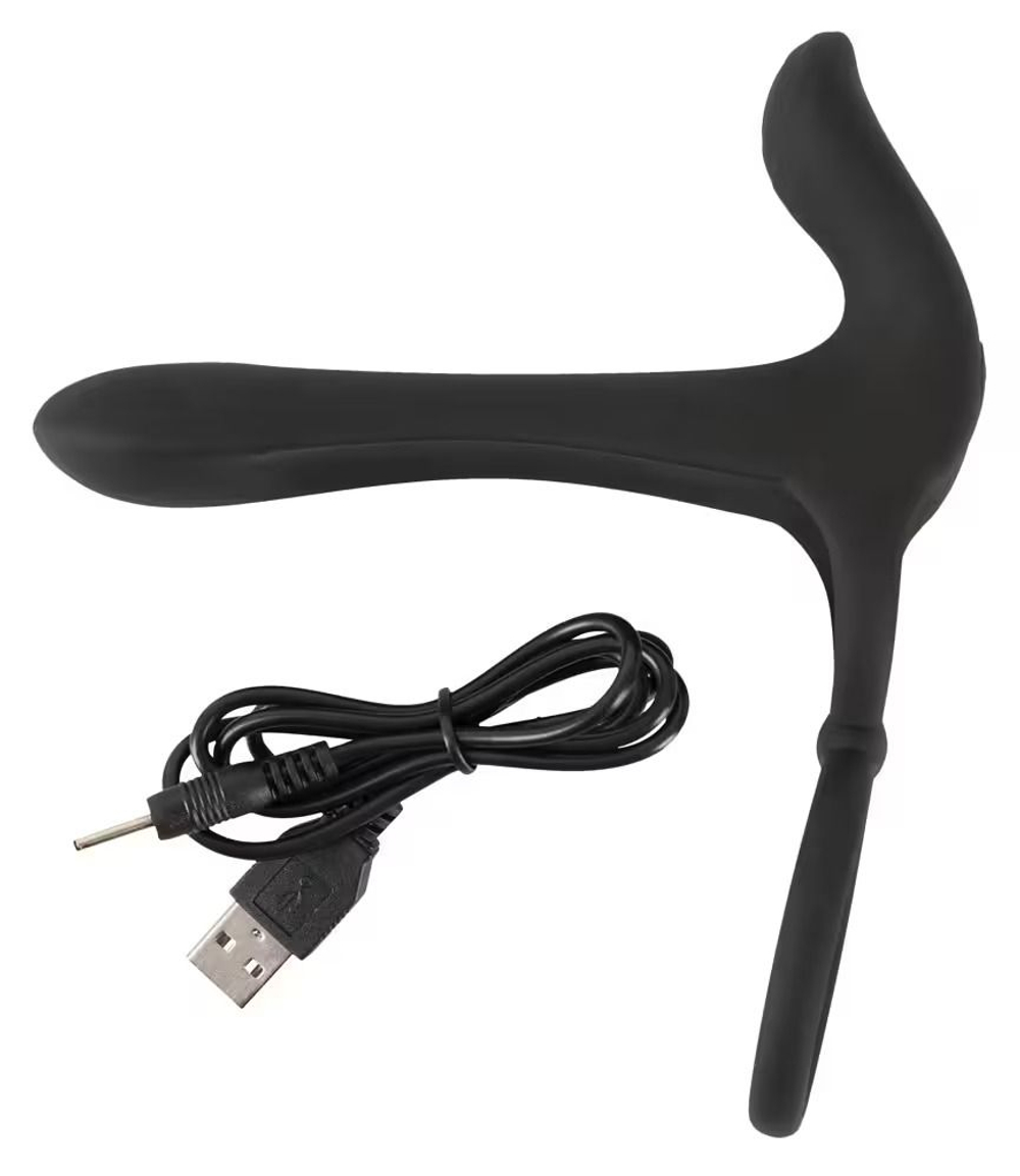 Черная насадка на член с вибрацией Couple’s Vibrator (Цвет: черный)