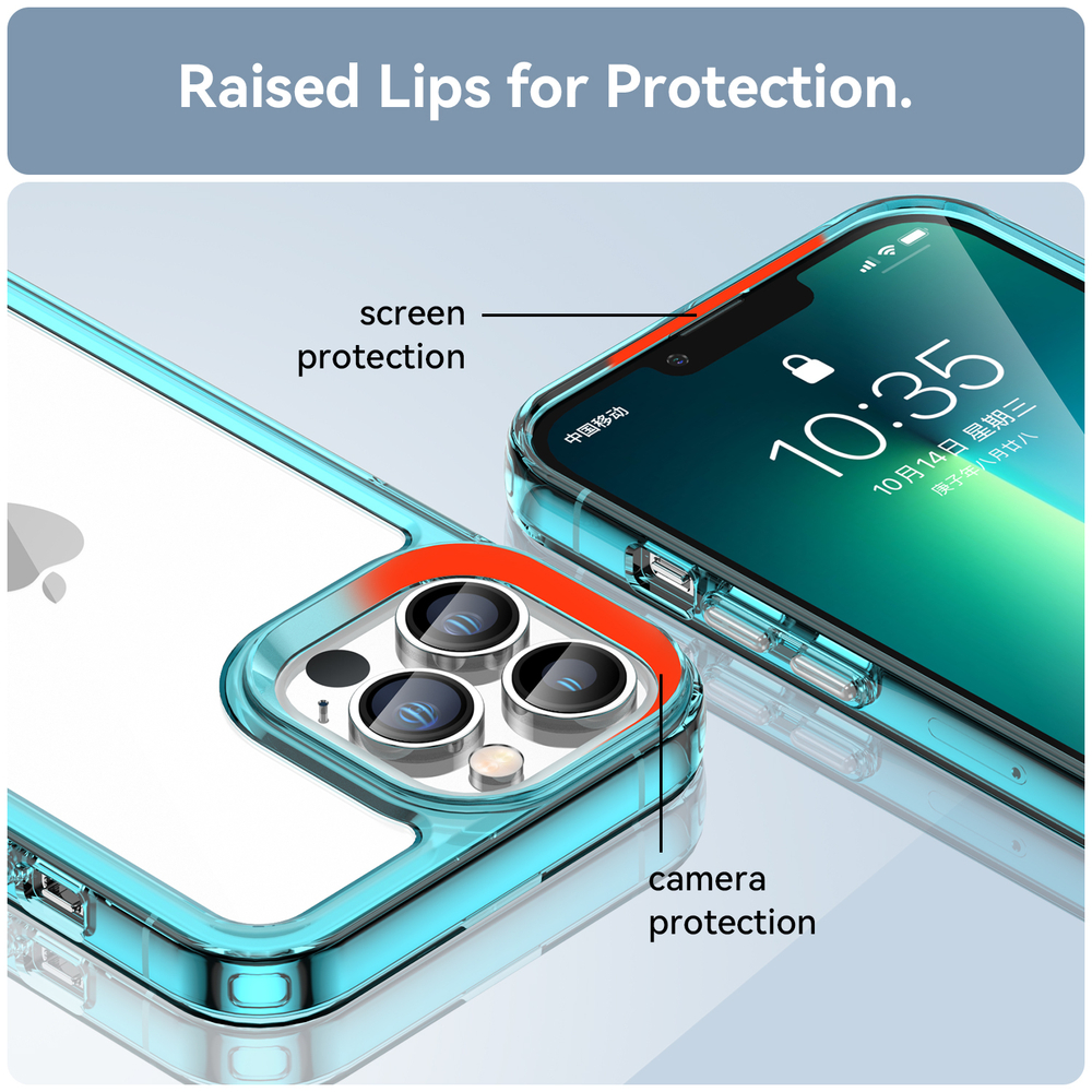 Чехол с мягкими боковыми рамками бирюзового цвета для iPhone 13 Pro Max, увеличенные защитные свойства