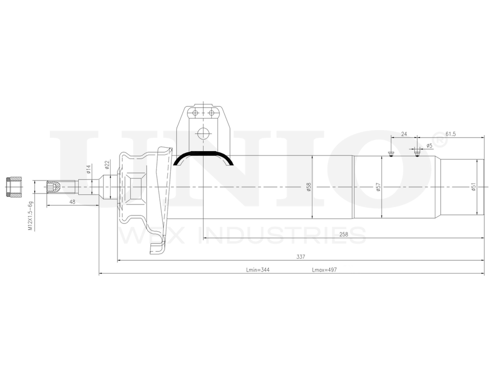 Амортизатор газовый передней подвески правый UNIO SAB-10314