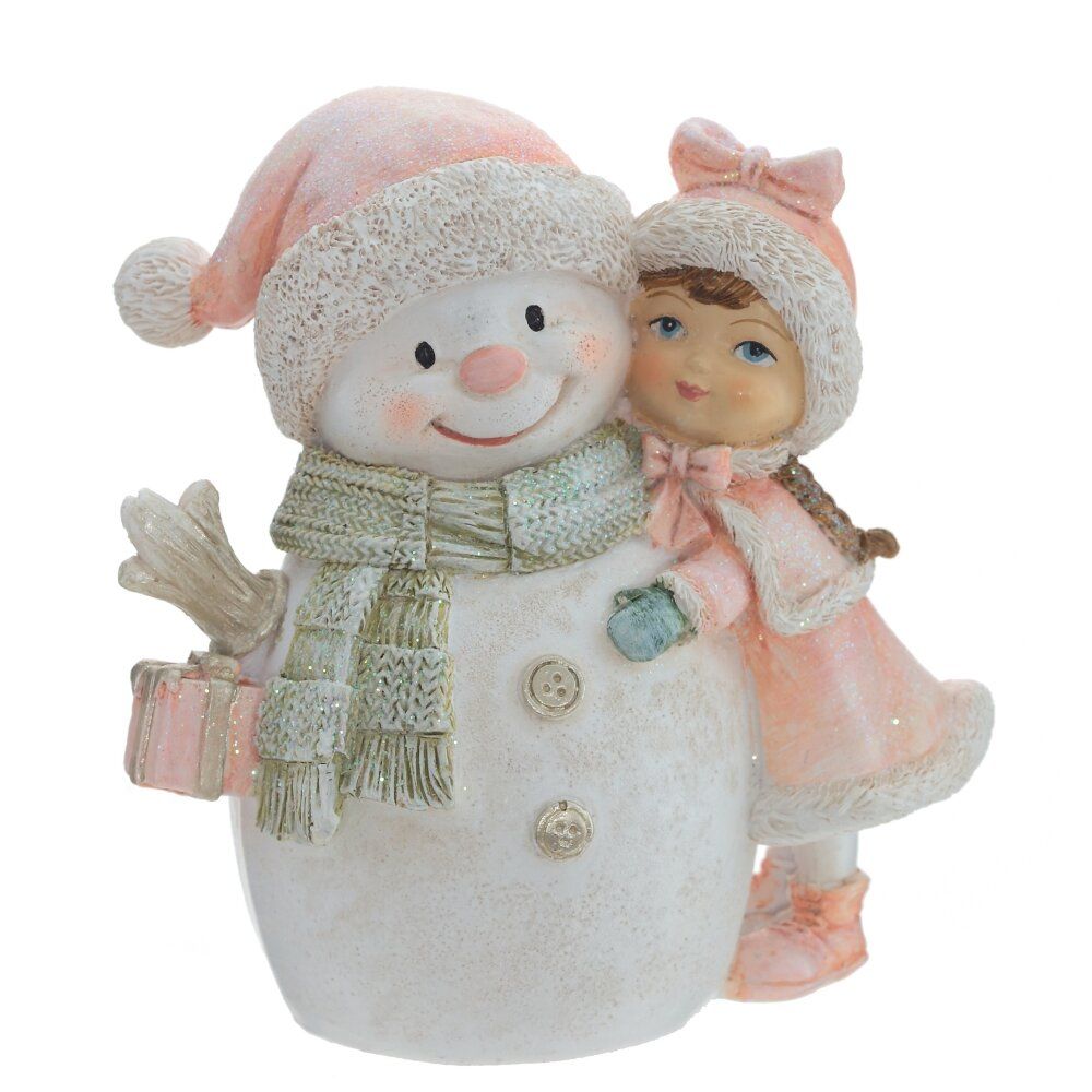 GAEM Фигурка декоративная "Девочка и снеговик", L11 W6 H11 см, 2в.