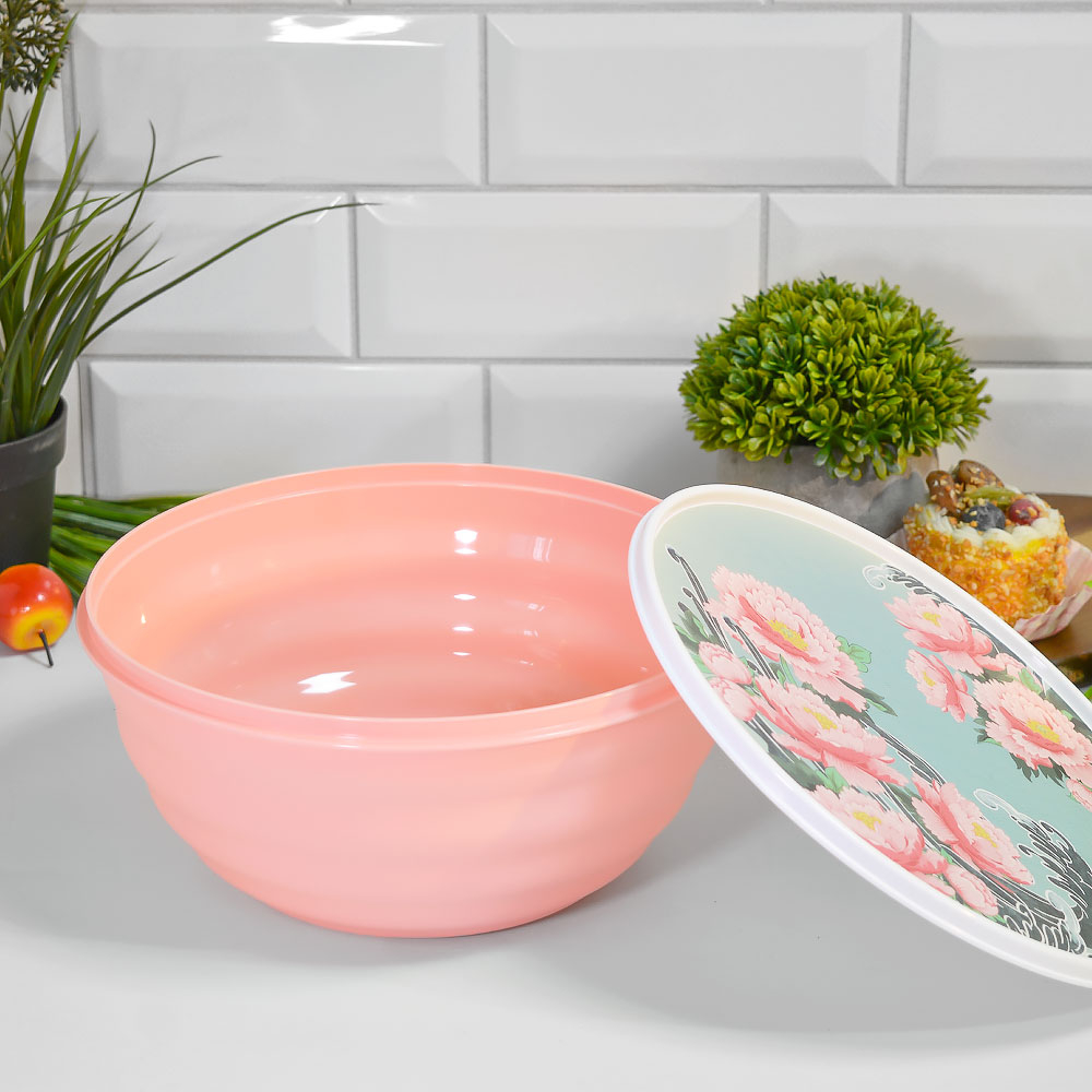 Миска 3,2л с крышкой "Latina. Сад пионов" (розовый)