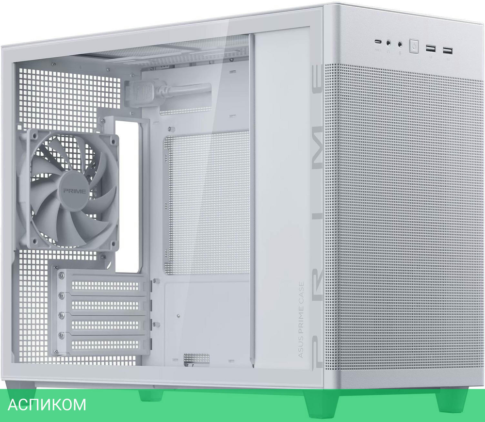Корпус ASUS PRIME AP201 Tempered Glass mATX без БП White (90DC00G3-B39010)