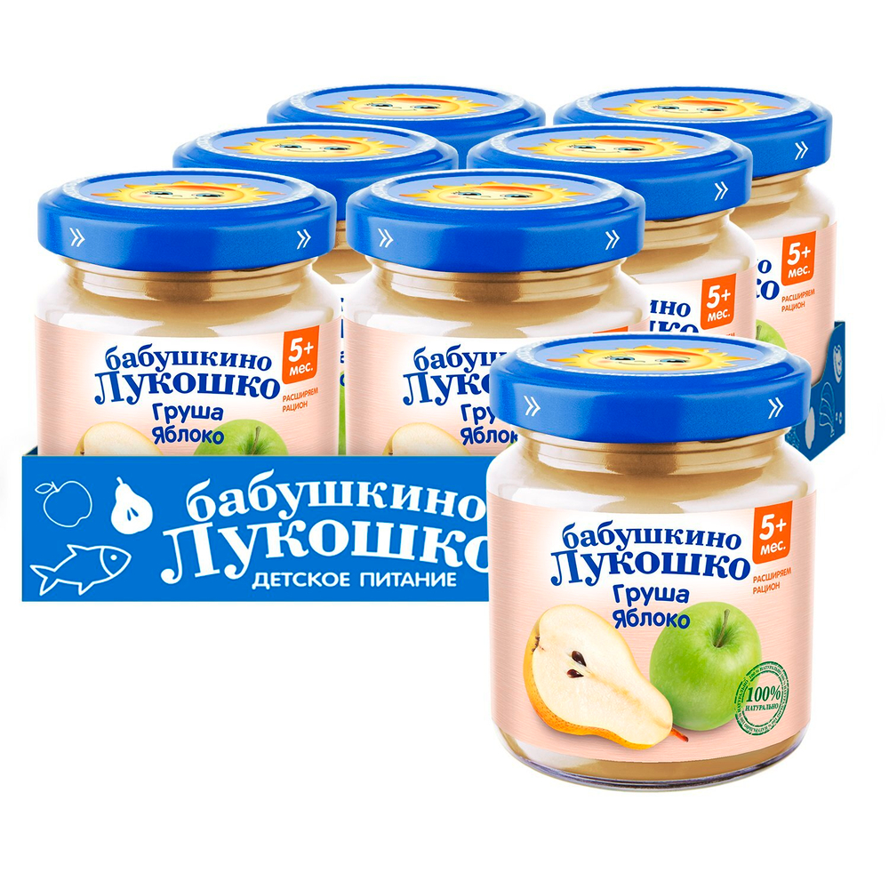 Пюре Бабушкино Лукошко Груша яблоко с 5 месяцев 100г