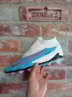 Бутсы Nike Phantom GX FG (Белый+голубой)