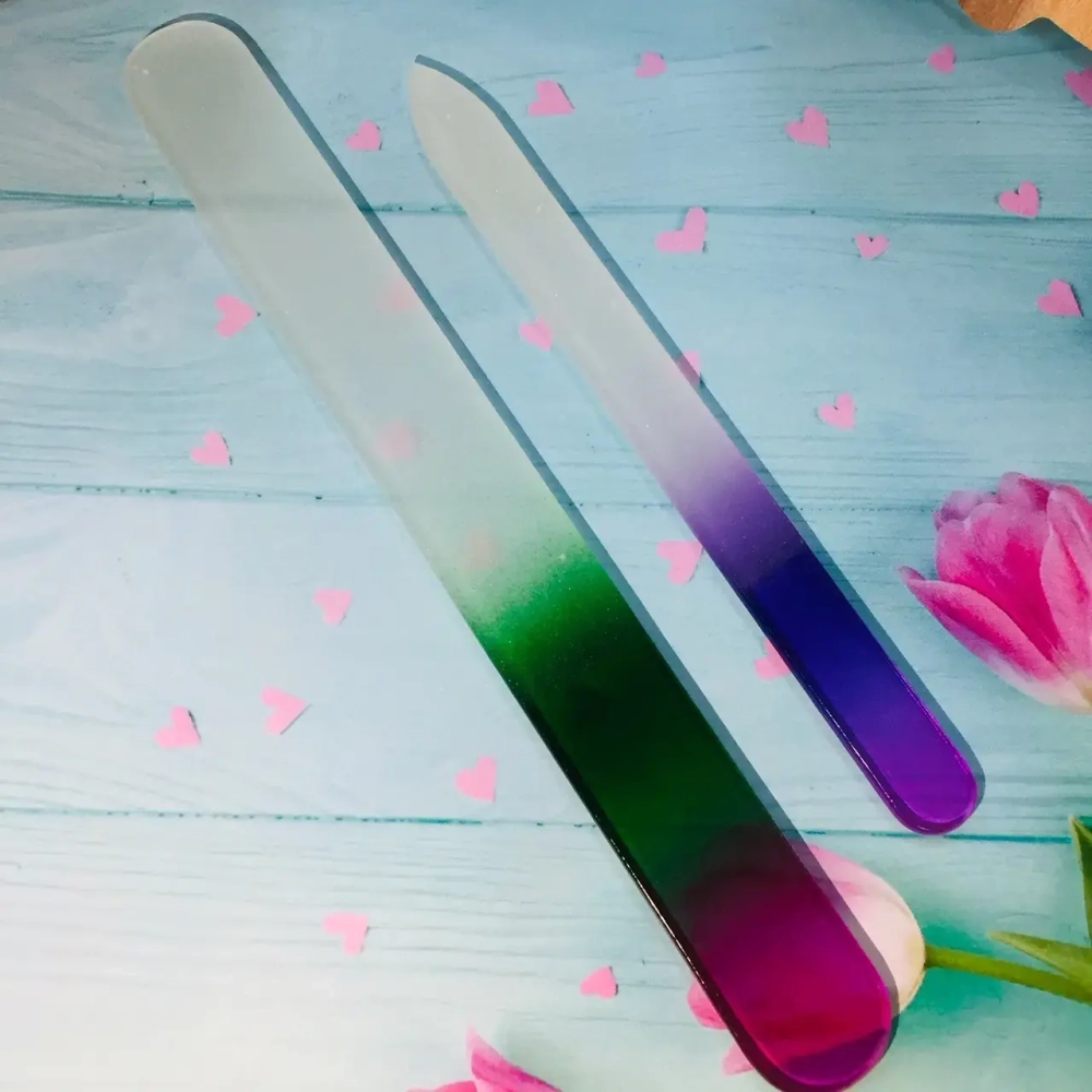 Пилки для ногтей стеклянные на блистере 2шт «Ultramarine», двухцветные, микс