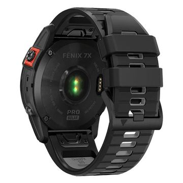Ремешок двухцветный QuickFit 26 мм для Garmin Fenix 7x/6x/5x/5x plus/3, Descent, Tactix, Enduro, D2, Instinct 2X силиконовый (Черный/серый)