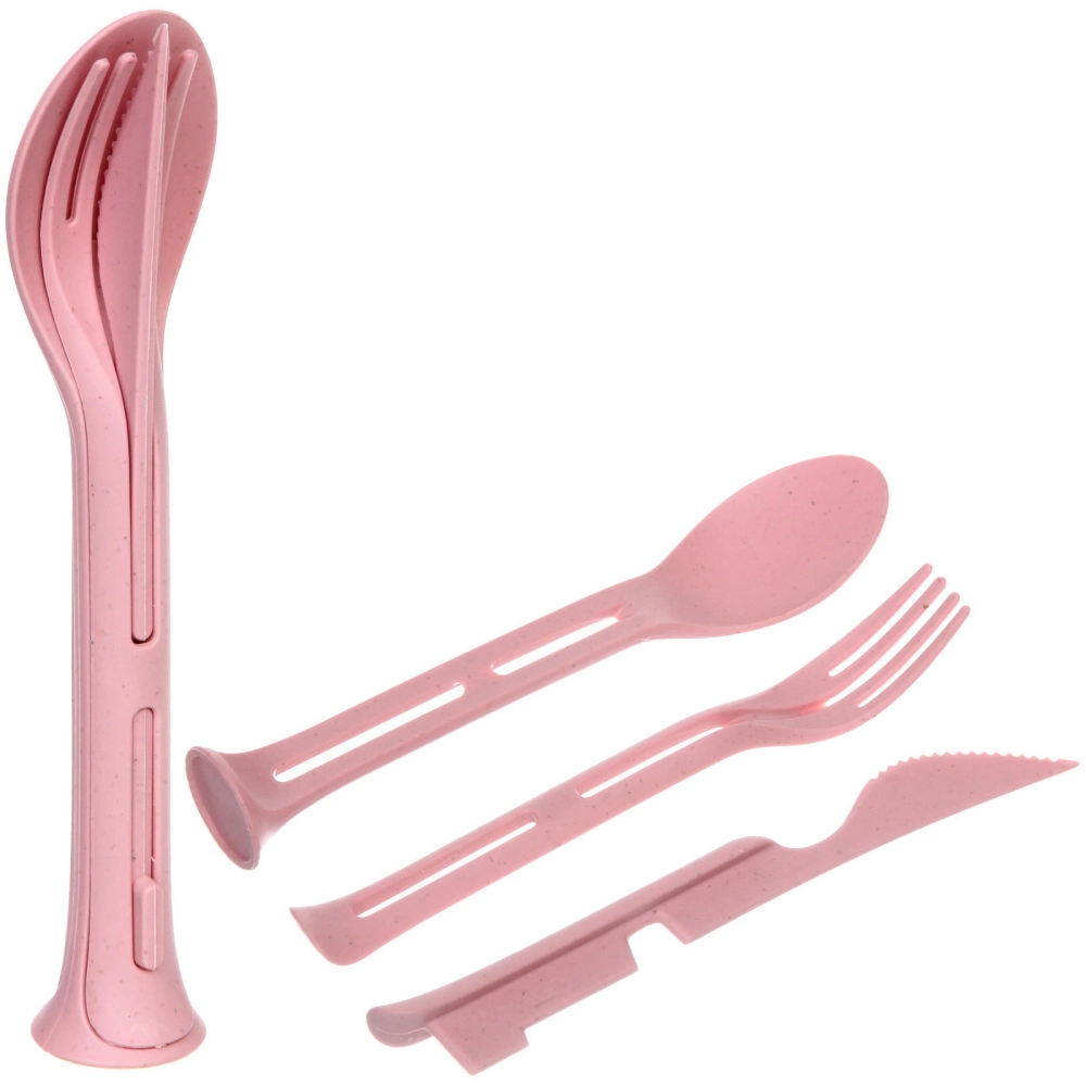 Набор столовых приборов «ЭкоЛайф» 3шт (ложка, вилка, нож) розовый