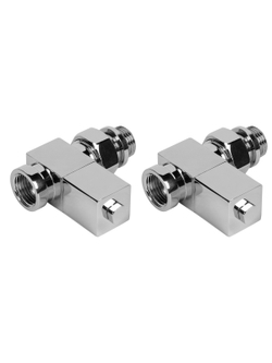 Набор дизайн-вентилей CUBE, прямой (хром) 1/2"
