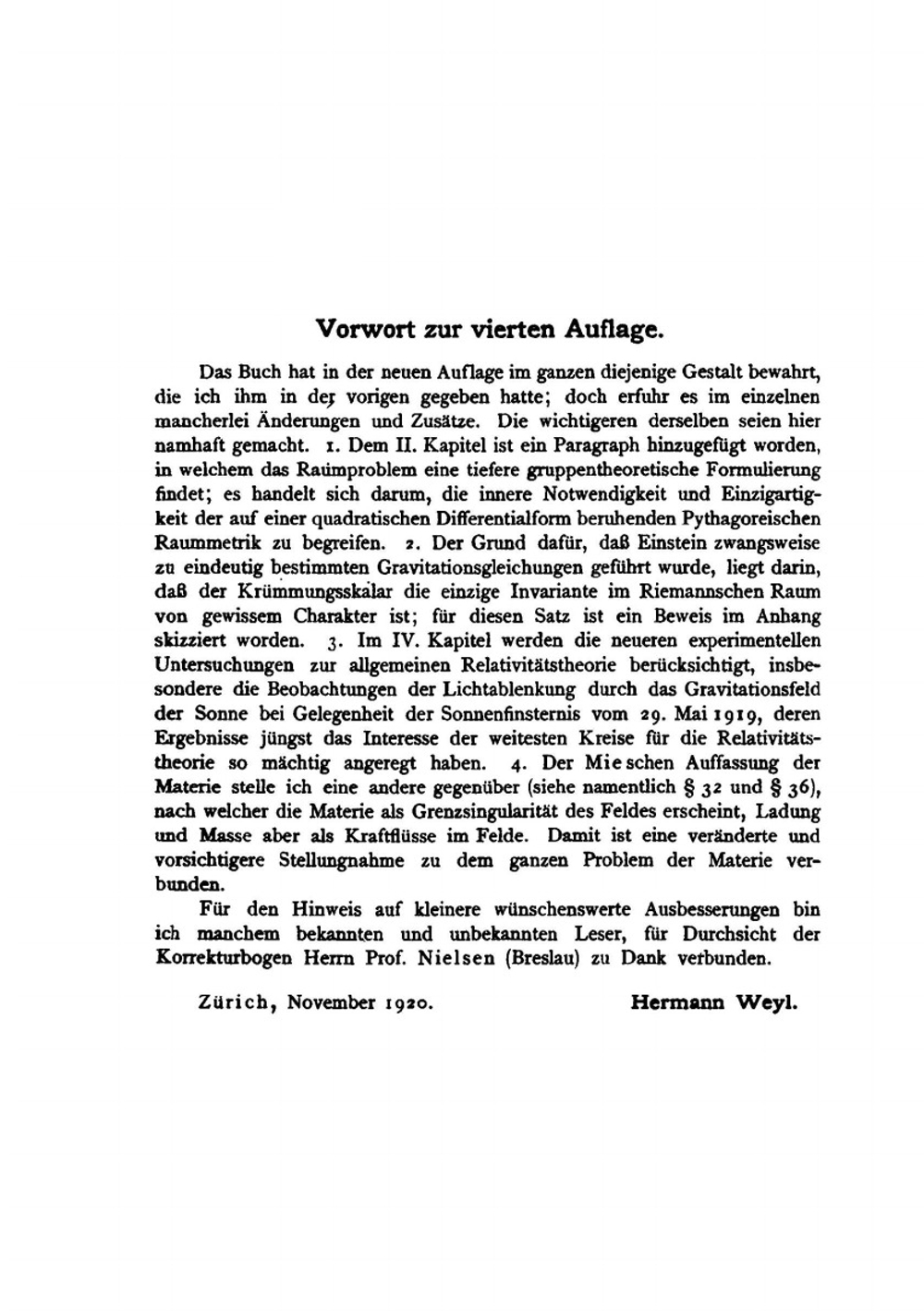 Raum. Zeit. Materie.. Vorlesungen über allgemeine Relativitätstheorie | Hermann Weyl