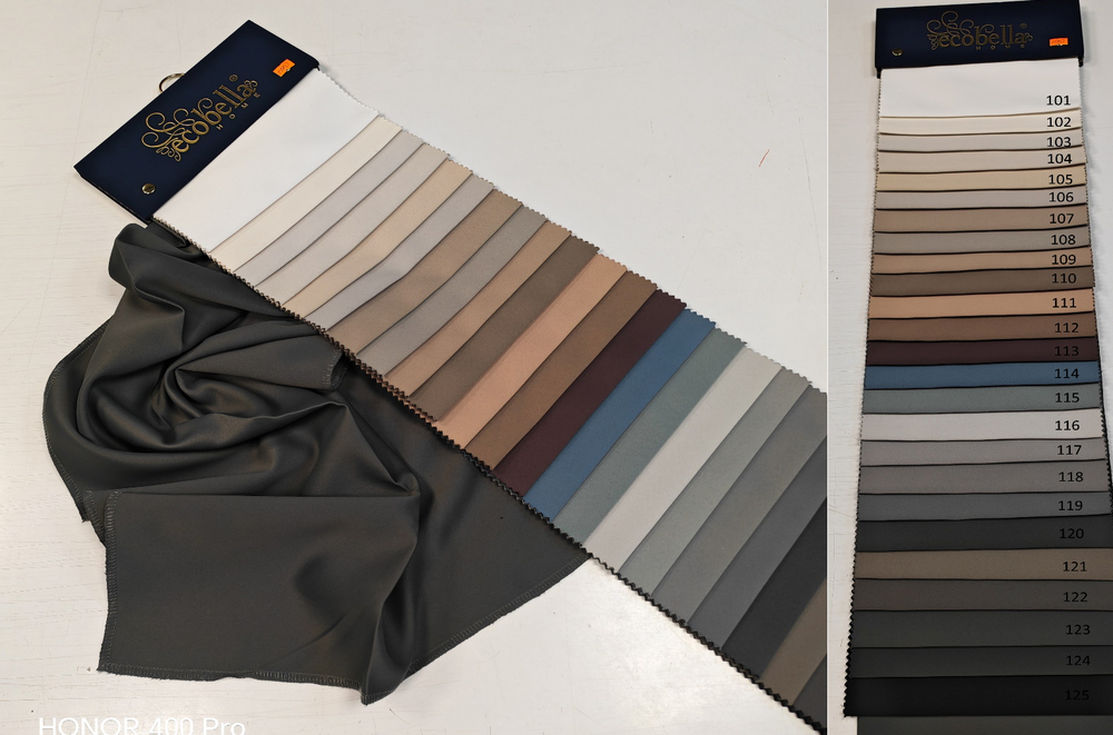 Римская штора Ecobella арт. Efes col. 104 с декоративным бордюром Te-Xo и карнизом