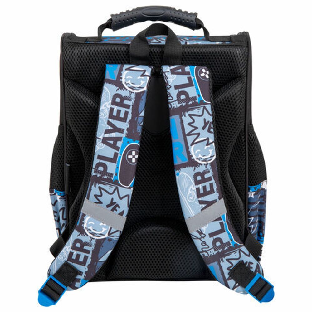 Ранец ПИФАГОР BASIC, 1 отделение, 3 кармана, эргономичная спинка, "Press play", 35х28х18 см, 272043