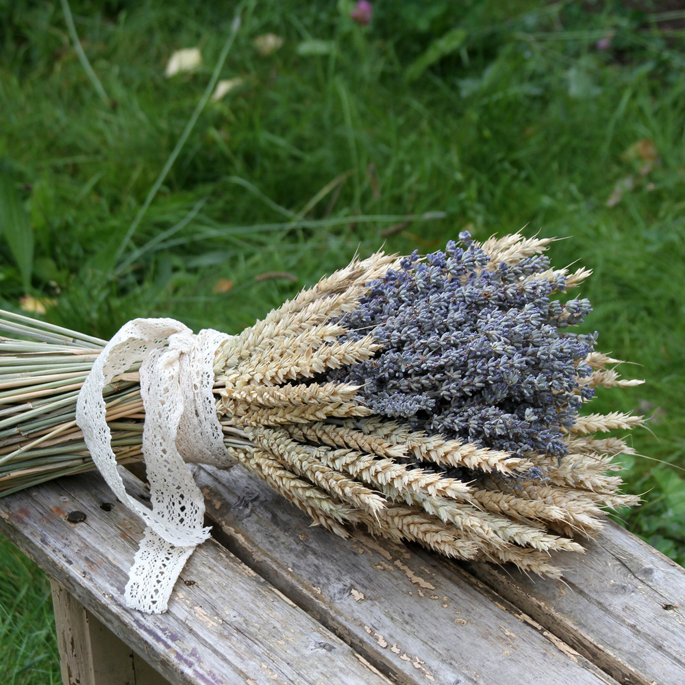 Букет сухоцветов - Лаванда и Пшеница большой 50х30 см