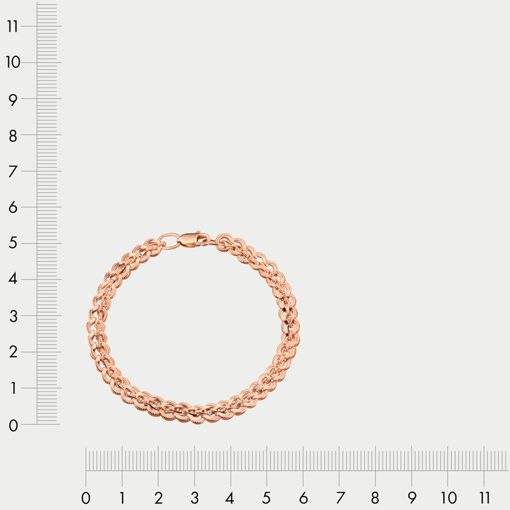 Браслет цепной из розового золота 585 пробы с плетением "Фантазийное" без вставок (арт. БШ074)