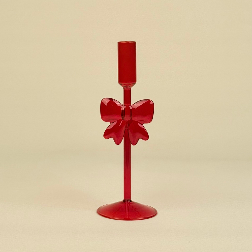 Подсвечник Бантики, красный, 8x8x23 см