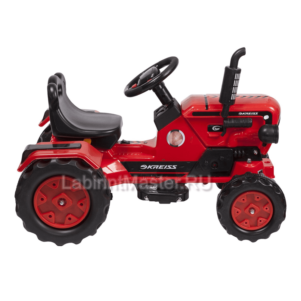 Детский Kreiss трактор с прицепом, красный, 6V