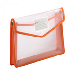 Папка-конверт на кнопке Alingar, A4, 250х330х75 мм, горизонтальная, 450 мкм, карман для визитки, ассорти, прозрачная