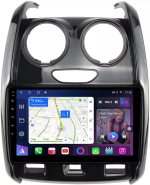 Магнитола для Renault Duster 1 2015-2020, Lada Largus 2021+ (мультируль/джойстик, рамка большая глянец) - FarCar 3008M монитор 9" QLED на Android 13, 8 ядер (TS18), CarPlay, 4G SIM-слот