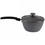 Кастрюля алюминевая «Мраморная» 1,5 л со стеклянной крышкой, литой алюминий, светлый мрамор КМ-кмс17а