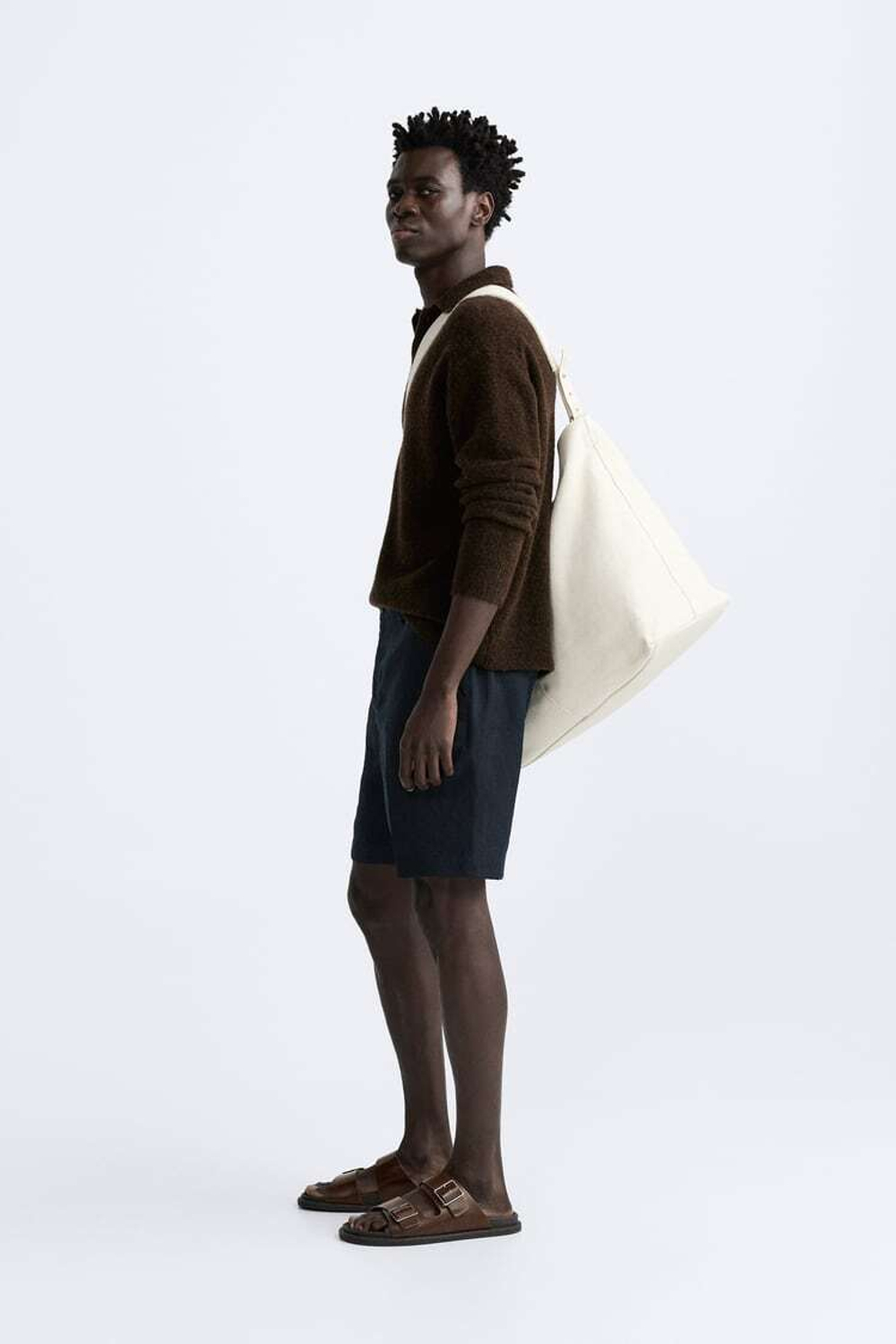 ZARA ШОРТЫ ИЗ 100% ЛЬНА, МОРСКОЙ СИНИЙ