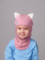 Шлем весенний/осенний вязаный (Розовый рашаль) КИС