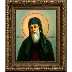 Памва Печерский, затворник, преподобный иеромонах. Икона на холсте.