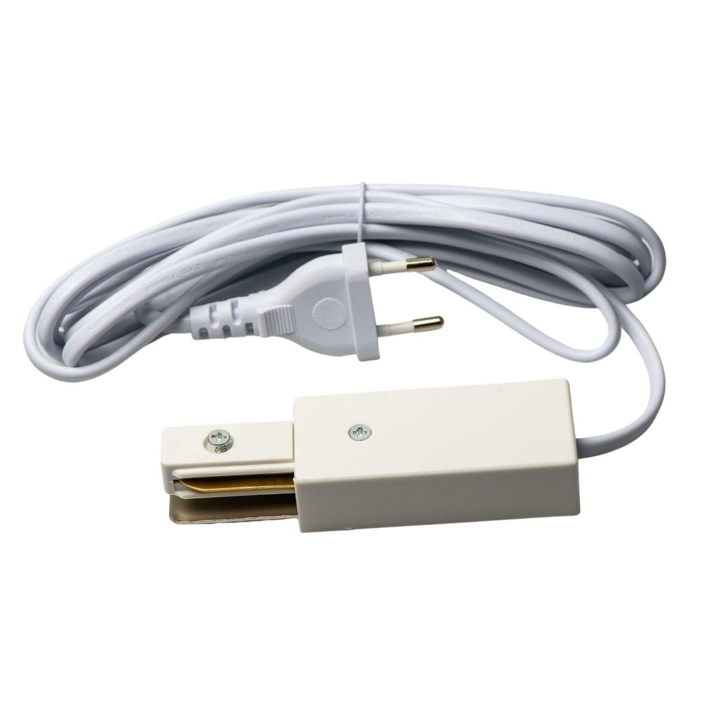 UBX-Q122 G02 WHITE 1 POLYBAG Ввод питания для шинопровода типа G с проводом 3м и с вилкой. Однофазный. Белый. ТМ Volpe