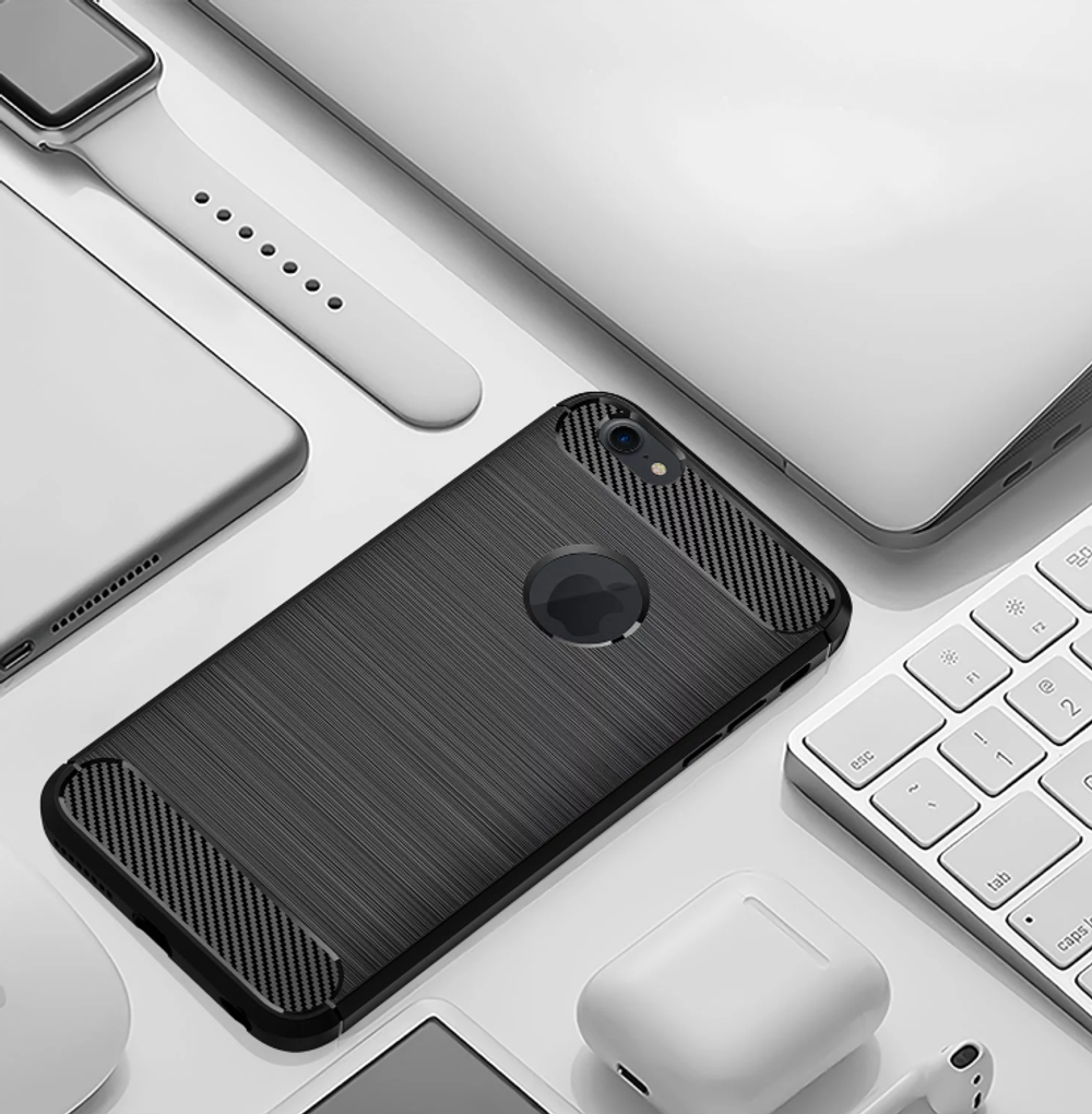 Чехол для iPhone 6 Plus (6S Plus) цвет Black (черный), серия Carbon от Caseport