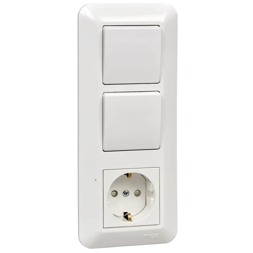 BLANCA С/У БЛОК: РОЗЕТКА с зазем. + ВЫКЛ.1-клав. + ВЫКЛ 1-клав, БЕЛЫЙ, опт.уп.