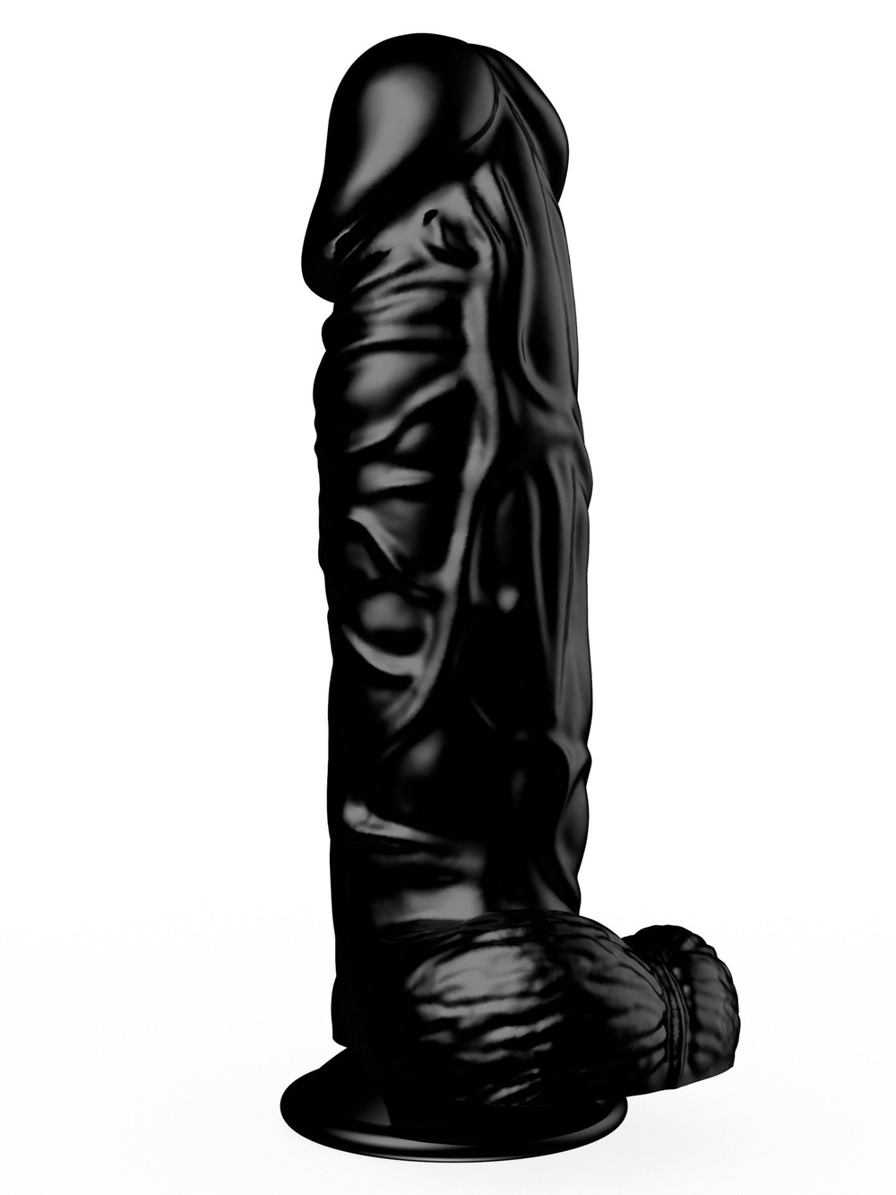 Большой чёрный фаллоимитатор на присоске - 20,5 см. (Цвет: черный)