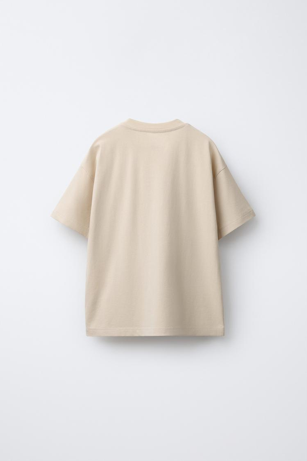 ZARA ФУТБОЛКА С РЕЛЬЕФНОЙ НАДПИСЬЮ, СВЕТЛО-БЕЖЕВЫЙ